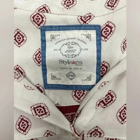 STYLE & CO FLORAL PRINT LONG SLEEVE SHIRT BLOUSE SIZE PETITE M - Picture 7 of 7